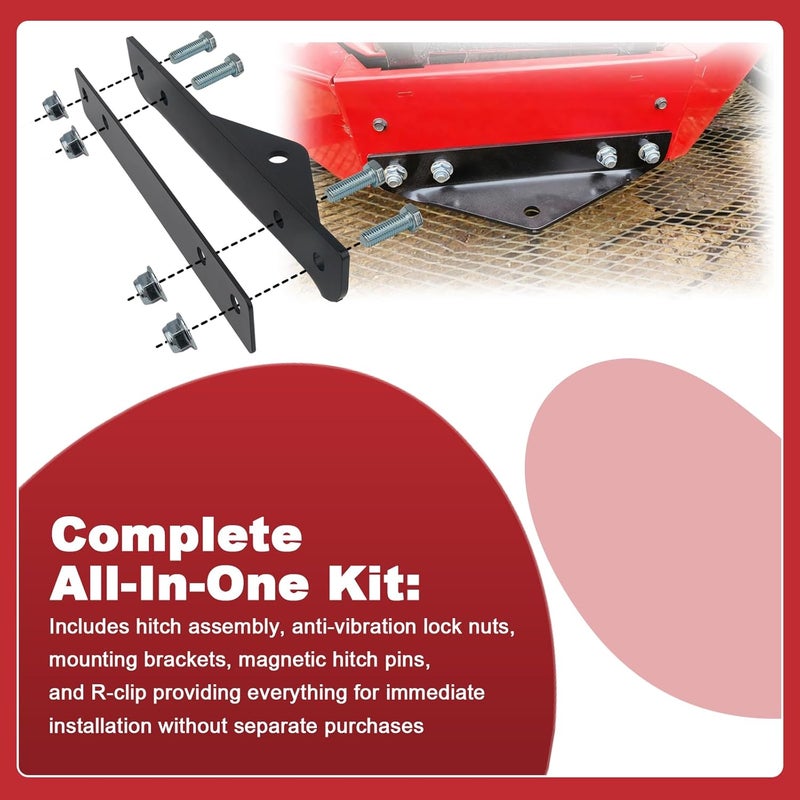 joytrace 79108500 Heavy Duty Trailer Hitch Kit with Magnetic Hitch Pins & R-Clip - 500lbs Capacity Powder Coated Steel Compatible with Gravely ZT HD/Pro-Turn Z/ZX & Ariens Zenith Zero Turn Mowers - Image 5